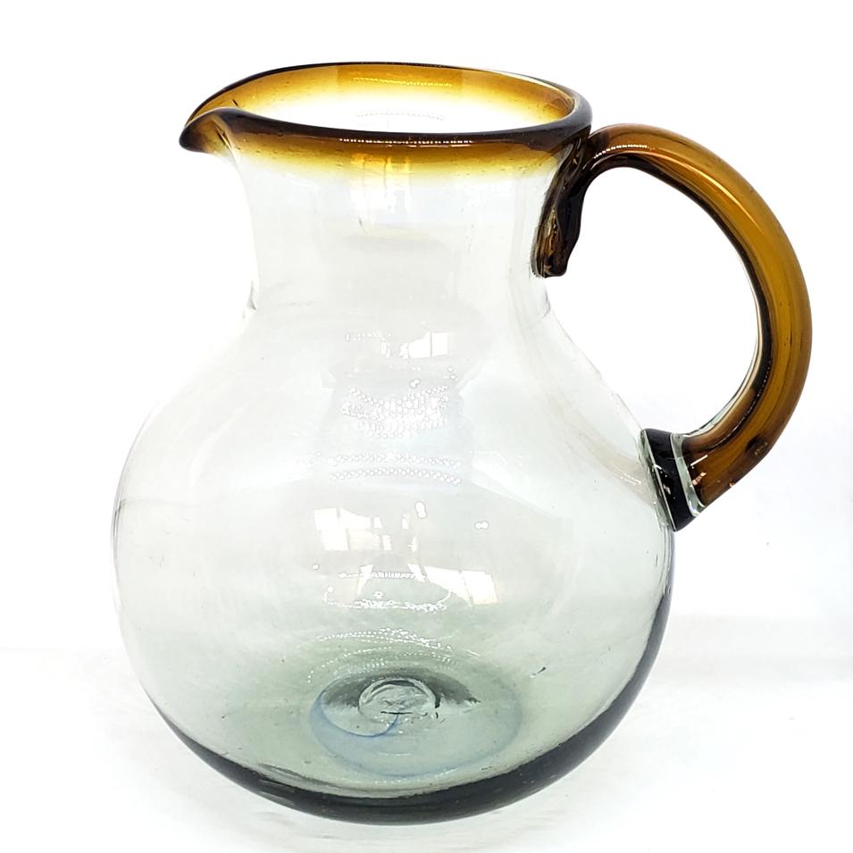Ofertas / Jarra de vidrio soplado con borde color ámbar / Ésta clásica jarra es perfecta para servir cualquier tipo de bebidas refrescantes.
